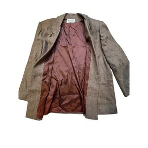 DUMAS Mens Brown Plaid Wool Blend Blazer Sport Coat Jacket One Button Made USA